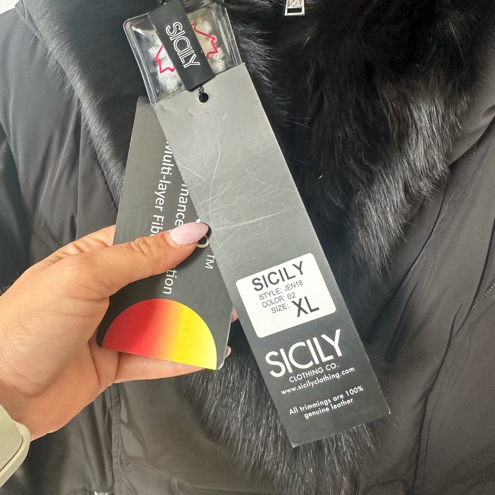 Sicily Black Fur-Trimmed Coat NWT